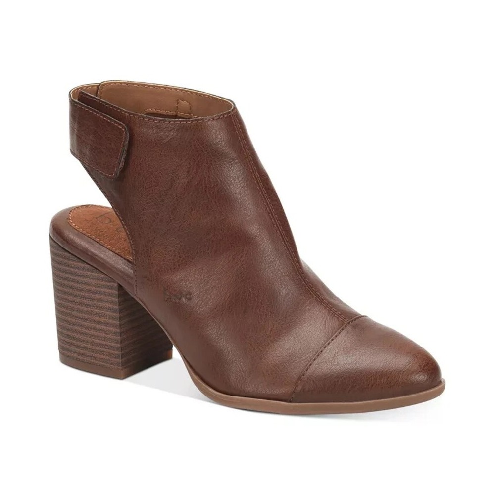 B.O.C. Slingback Booties Womens 10 Brown Cowgirl Block Heel Cap Toe Ankle Shoes